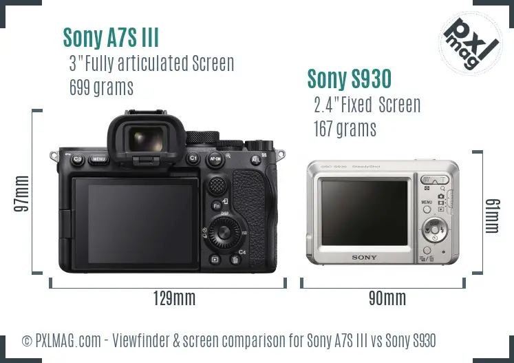 Sony A7S III vs Sony S930 Screen and Viewfinder comparison