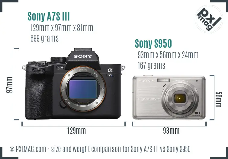 Sony A7S III vs Sony S950 size comparison