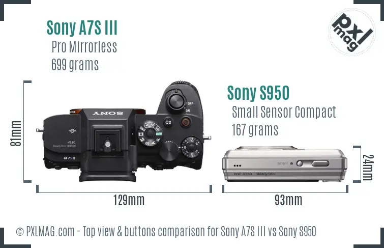 Sony A7S III vs Sony S950 top view buttons comparison