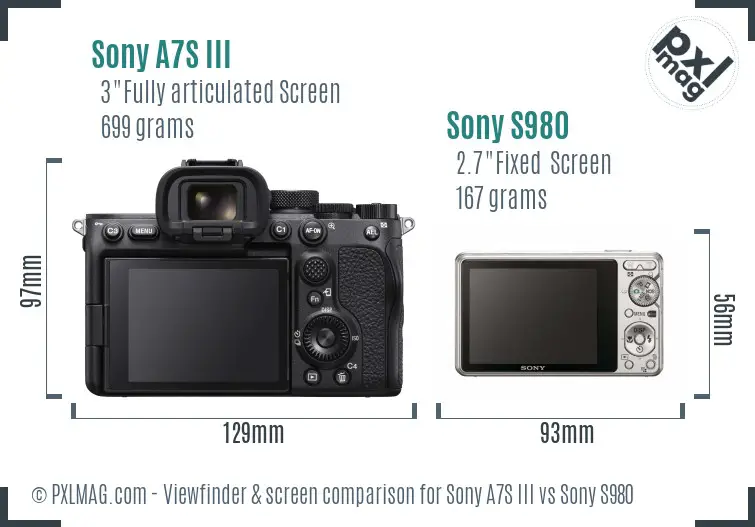 Sony A7S III vs Sony S980 Screen and Viewfinder comparison
