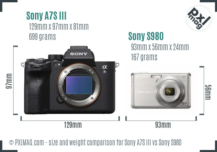 Sony A7S III vs Sony S980 size comparison
