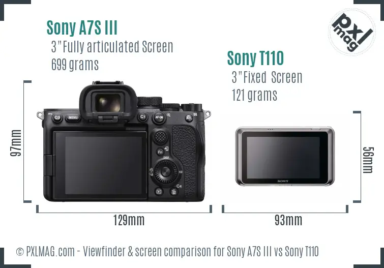 Sony A7S III vs Sony T110 Screen and Viewfinder comparison