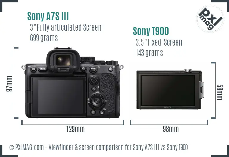 Sony A7S III vs Sony T900 Screen and Viewfinder comparison