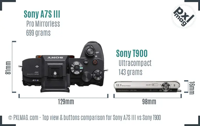 Sony A7S III vs Sony T900 top view buttons comparison