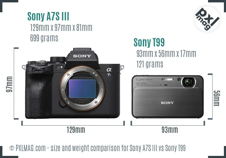 Sony A7S III vs Sony T99 size comparison