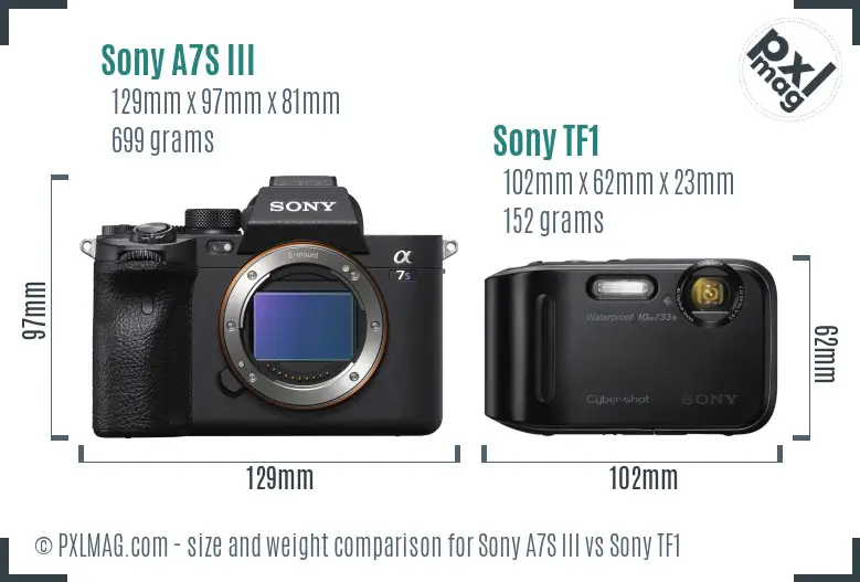 Sony A7S III vs Sony TF1 size comparison