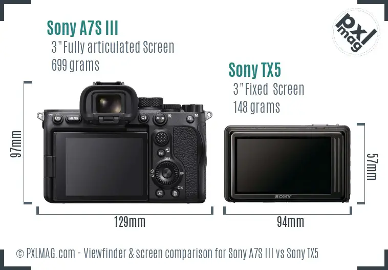 Sony A7S III vs Sony TX5 Screen and Viewfinder comparison