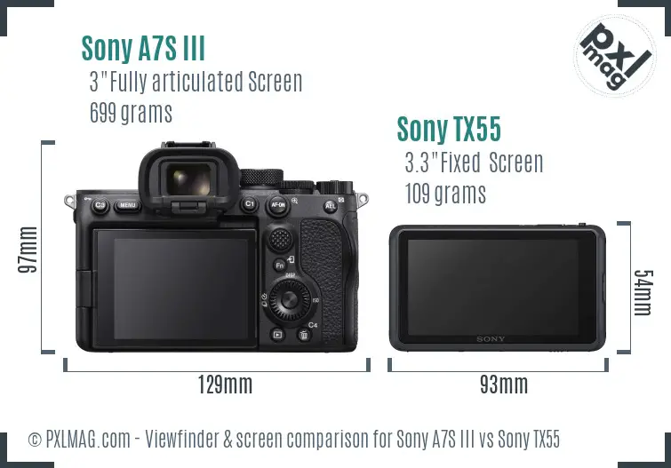 Sony A7S III vs Sony TX55 Screen and Viewfinder comparison