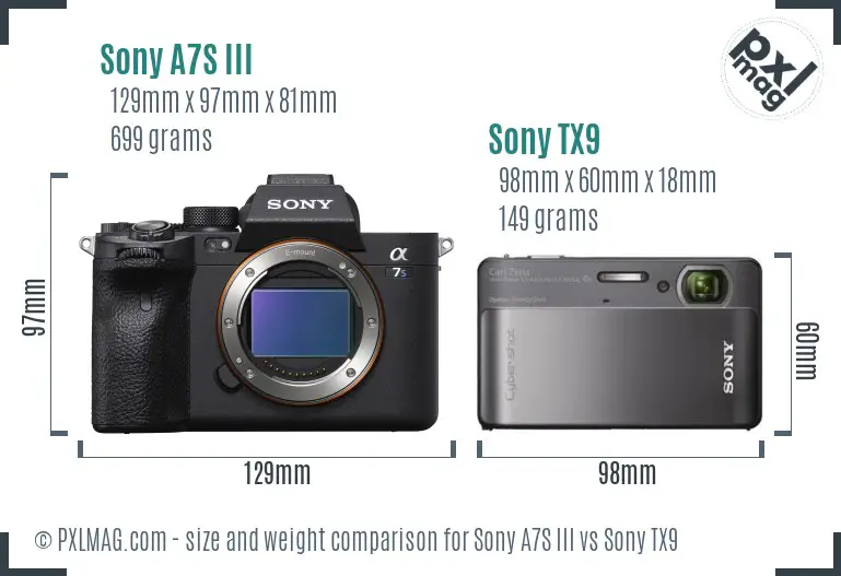 Sony A7S III vs Sony TX9 size comparison