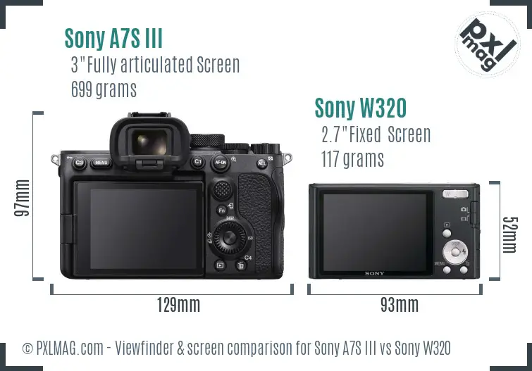 Sony A7S III vs Sony W320 Screen and Viewfinder comparison