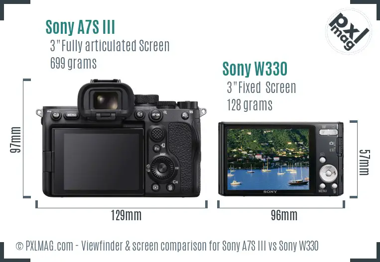 Sony A7S III vs Sony W330 Screen and Viewfinder comparison