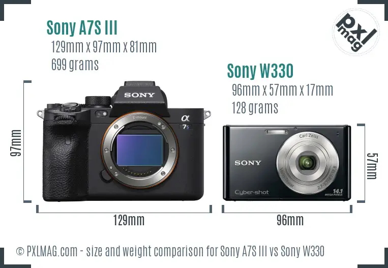 Sony A7S III vs Sony W330 size comparison