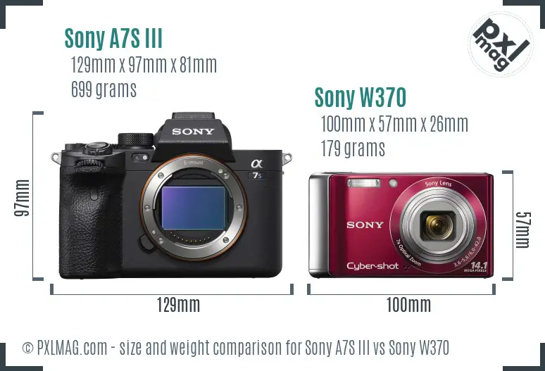 Sony A7S III vs Sony W370 size comparison