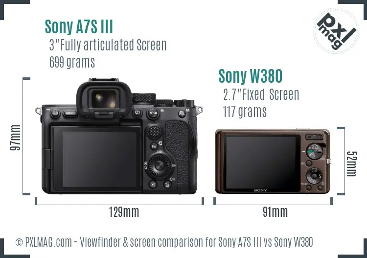 Sony A7S III vs Sony W380 Screen and Viewfinder comparison