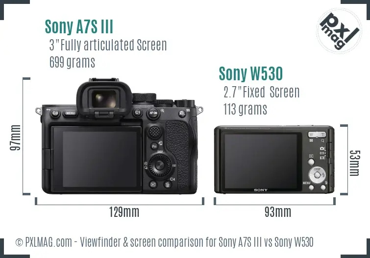 Sony A7S III vs Sony W530 Screen and Viewfinder comparison Sony A7S III vs Sony W530 Screen and Viewfinder comparison