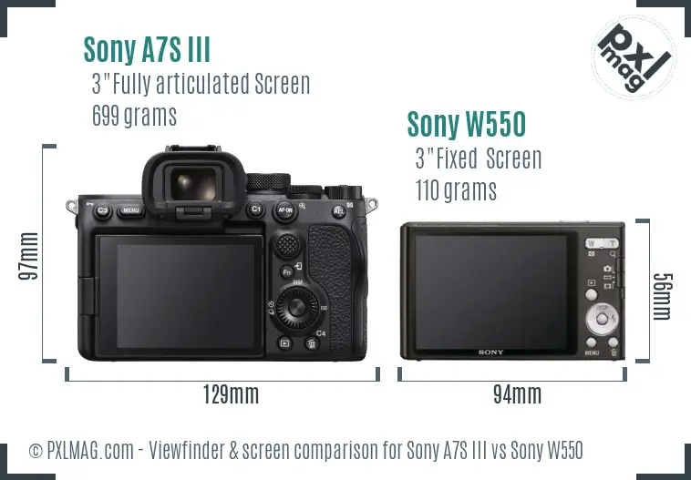 Sony A7S III vs Sony W550 Screen and Viewfinder comparison