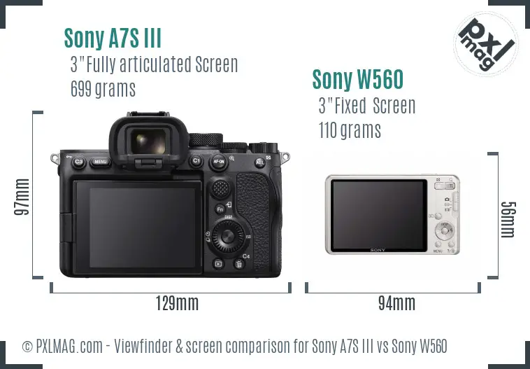 Sony A7S III vs Sony W560 Screen and Viewfinder comparison Sony A7S III vs Sony W560 Screen and Viewfinder comparison