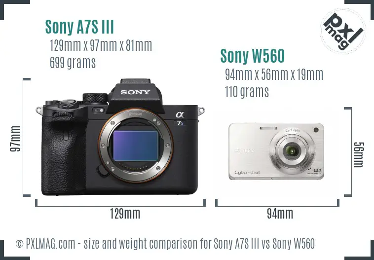 Sony A7S III vs Sony W560 size comparison Sony A7S III vs Sony W560 size comparison