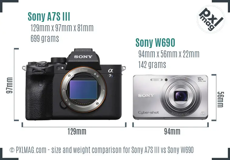 Sony A7S III vs Sony W690 size comparison