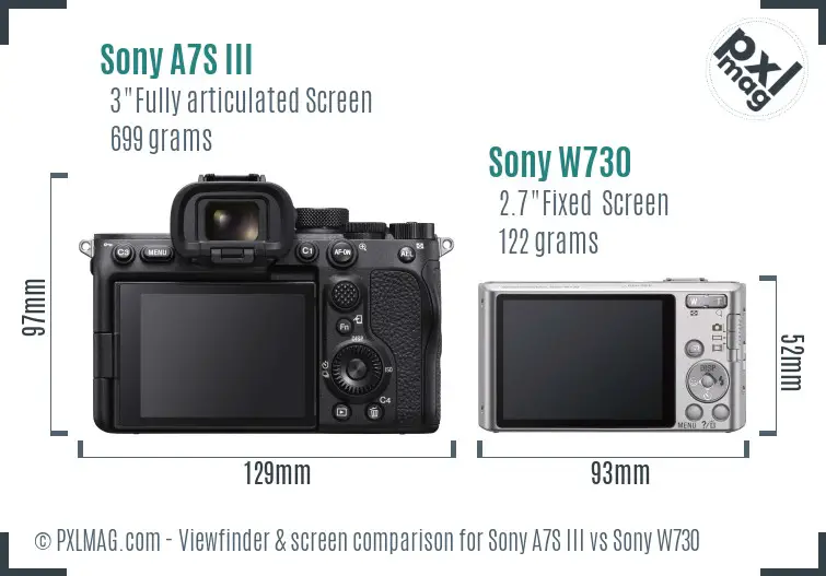 Sony A7S III vs Sony W730 Screen and Viewfinder comparison