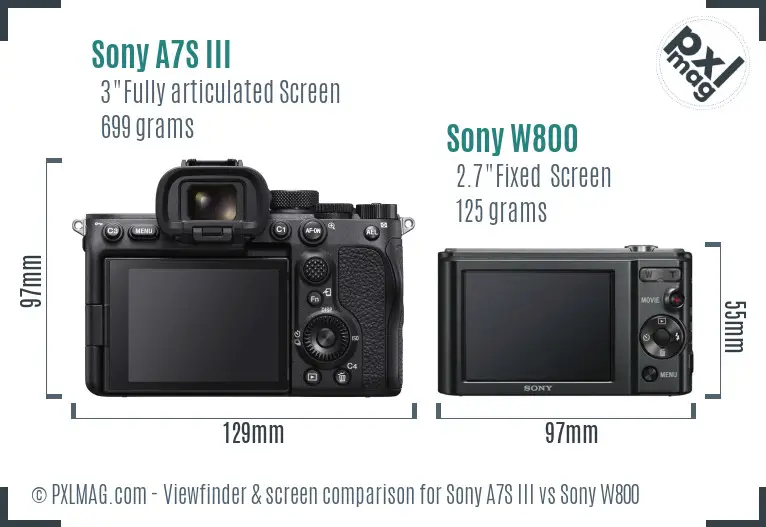 Sony A7S III vs Sony W800 Screen and Viewfinder comparison