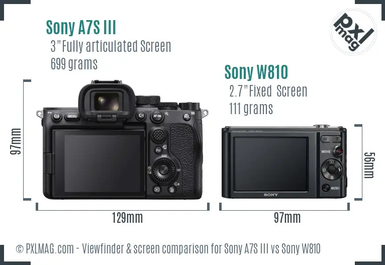 Sony A7S III vs Sony W810 Screen and Viewfinder comparison