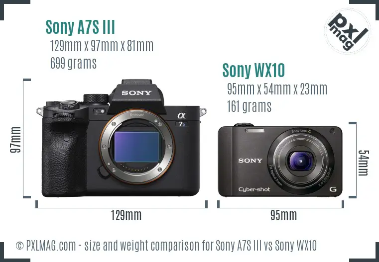 Sony A7S III vs Sony WX10 size comparison