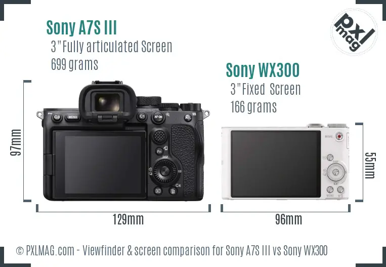 Sony A7S III vs Sony WX300 Screen and Viewfinder comparison