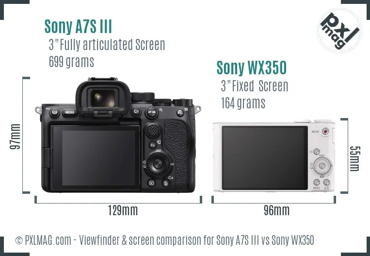 Sony A7S III vs Sony WX350 Screen and Viewfinder comparison