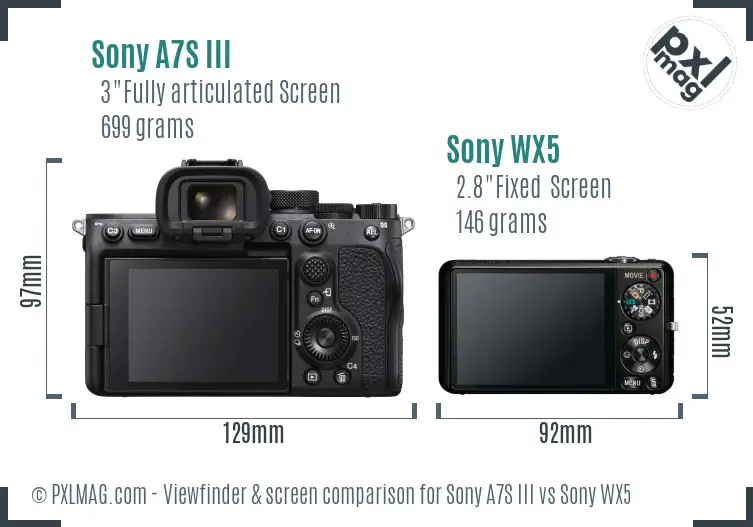 Sony A7S III vs Sony WX5 Screen and Viewfinder comparison
