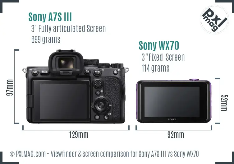 Sony A7S III vs Sony WX70 Screen and Viewfinder comparison