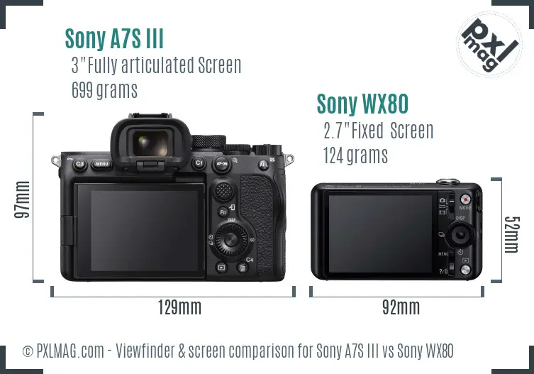 Sony A7S III vs Sony WX80 Screen and Viewfinder comparison