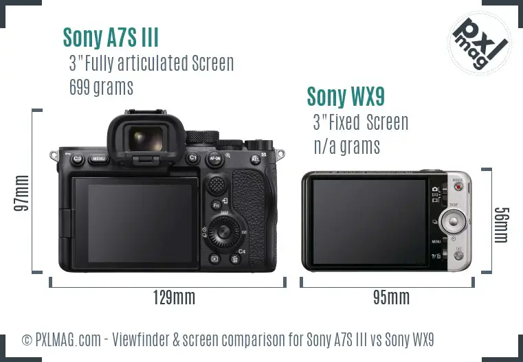Sony A7S III vs Sony WX9 Screen and Viewfinder comparison