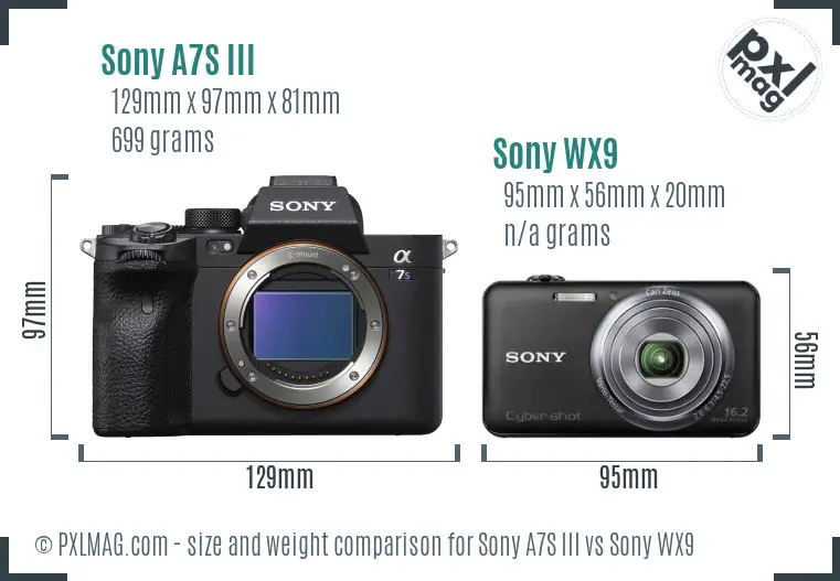 Sony A7S III vs Sony WX9 size comparison