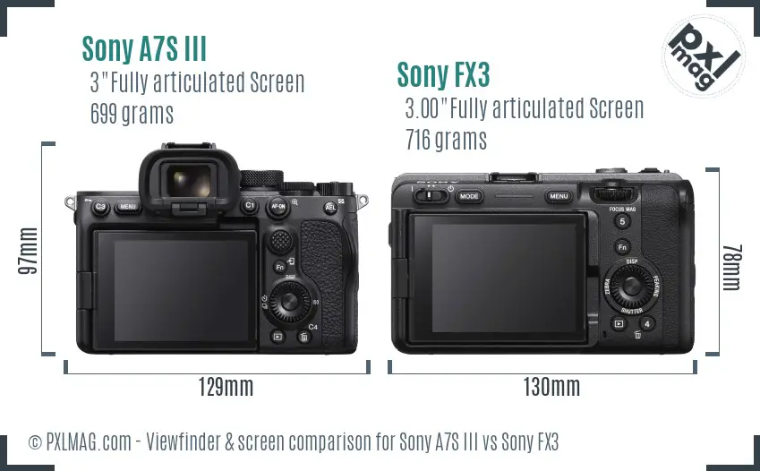 Sony A7S III vs Sony FX3 Screen and Viewfinder comparison