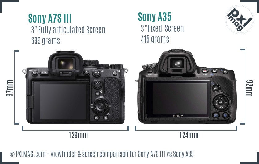 Sony A7S III vs Sony A35 Screen and Viewfinder comparison