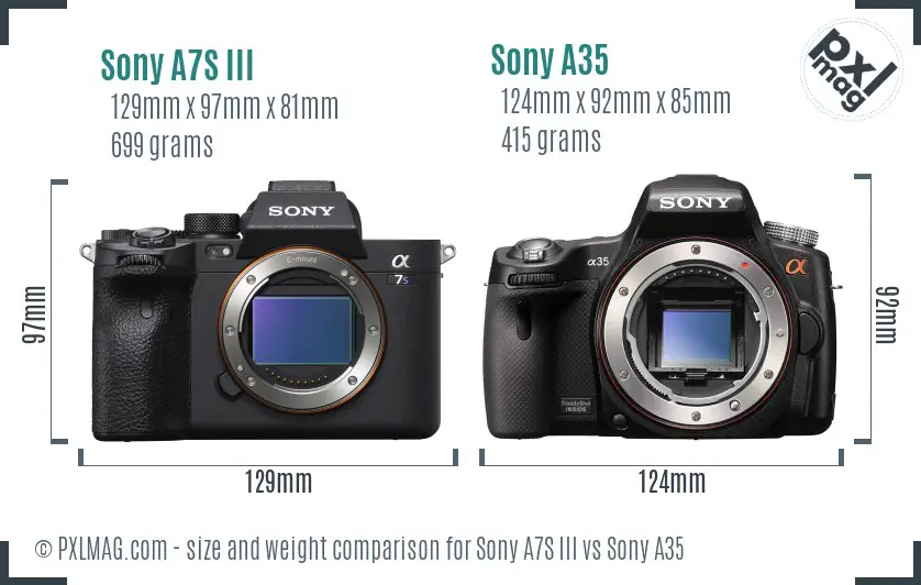 Sony A7S III vs Sony A35 size comparison
