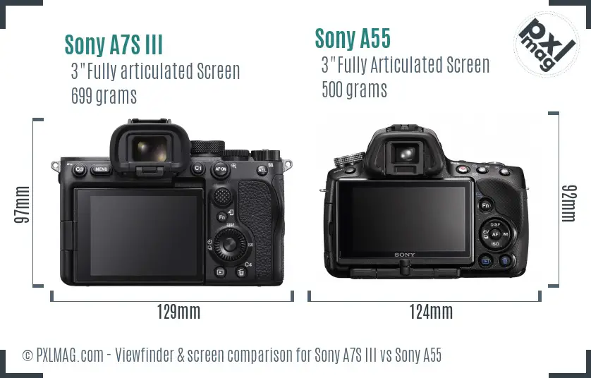 Sony A7S III vs Sony A55 Screen and Viewfinder comparison