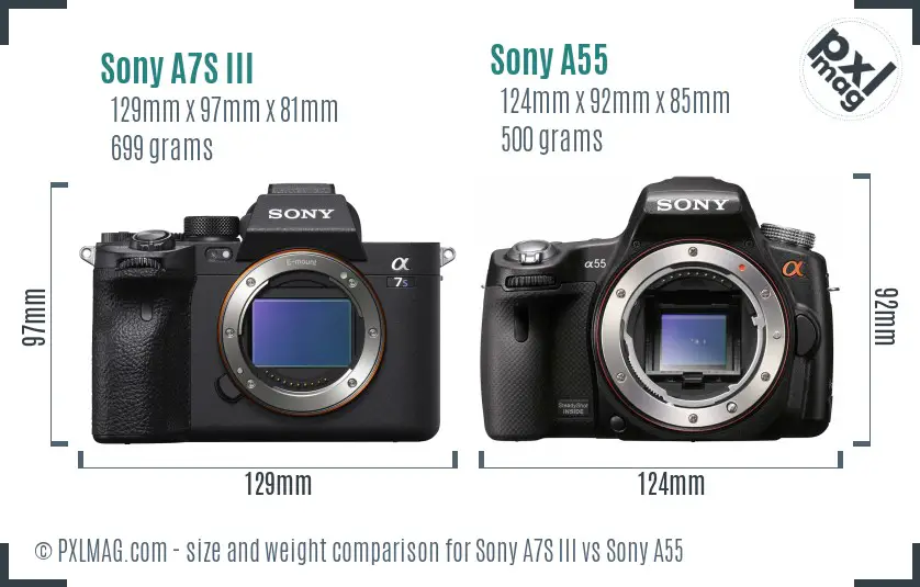 Sony A7S III vs Sony A55 size comparison