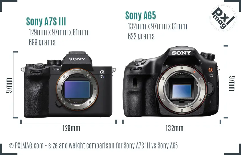 Sony A7S III vs Sony A65 size comparison Sony A7S III vs Sony A65 size comparison