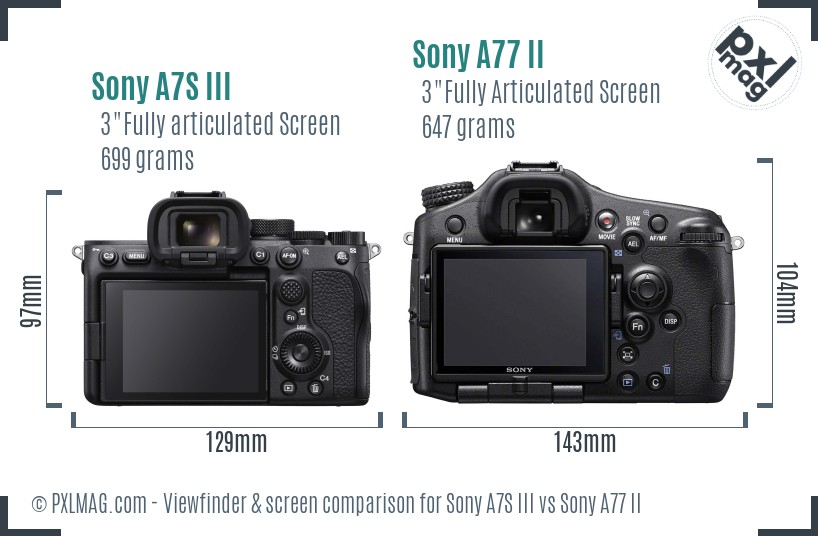 Sony A7S III vs Sony A77 II Screen and Viewfinder comparison