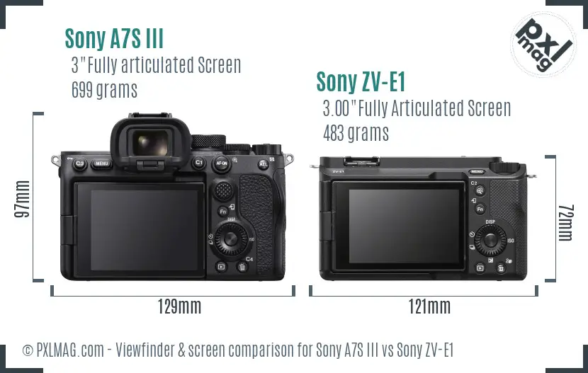 Sony A7S III vs Sony ZV-E1 Screen and Viewfinder comparison Sony A7S III vs Sony ZV-E1 Screen and Viewfinder comparison