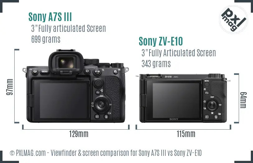 Sony A7S III vs Sony ZV-E10 Screen and Viewfinder comparison