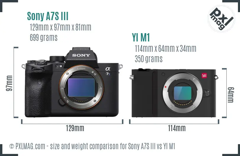 Sony A7S III vs YI M1 size comparison