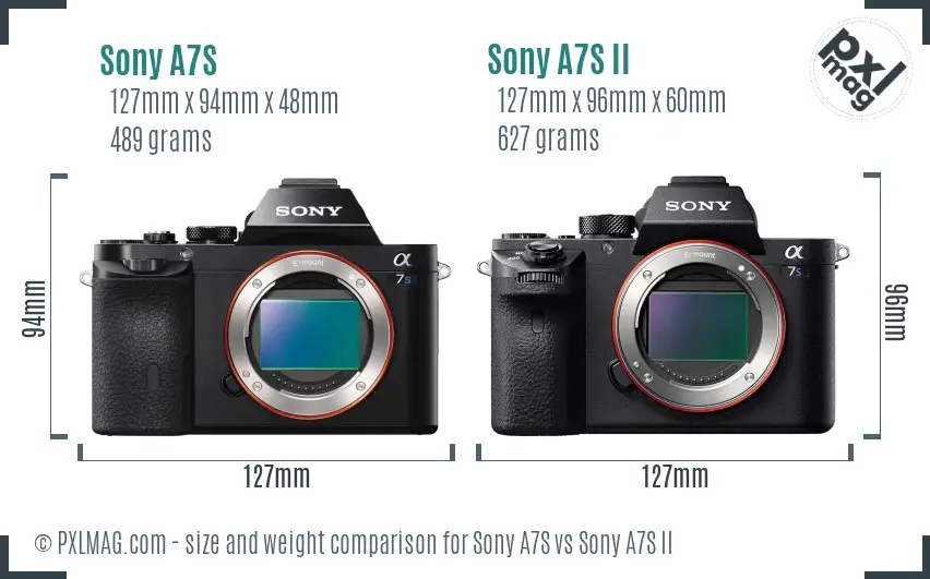 Sony A7S vs Sony A7S II size comparison