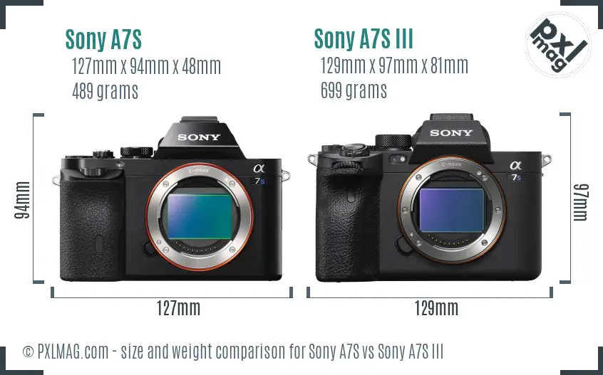 Sony A7S vs Sony A7S III size comparison