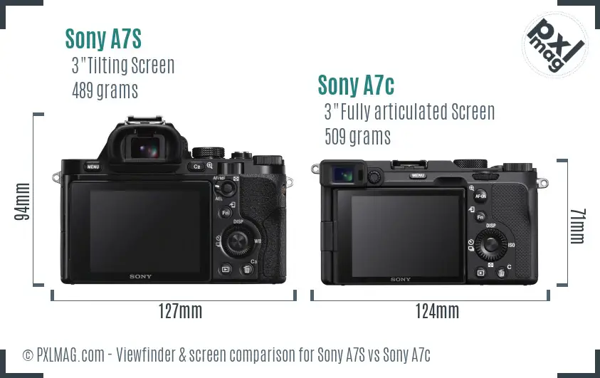 Sony A7S vs Sony A7c Screen and Viewfinder comparison