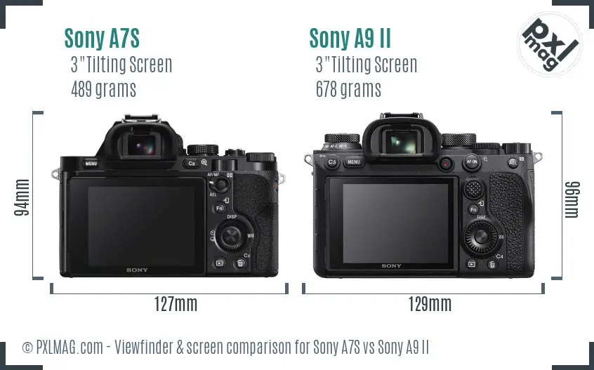 Sony A7S vs Sony A9 II Screen and Viewfinder comparison