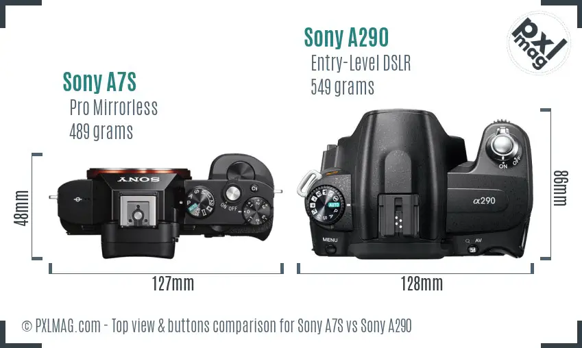 Sony A7S vs. Sony A290 Top View and Controls