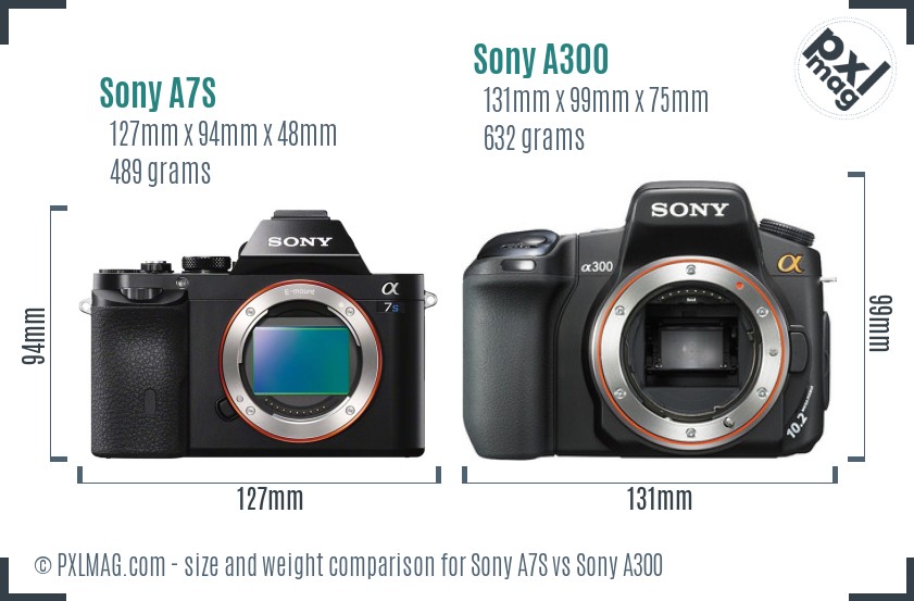 Sony A7S vs Sony A300 size comparison Sony A7S vs Sony A300 size comparison